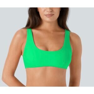 Halara Ice Lime Green U Neck Bikini Top XL NWT Sporty Swim Bralette